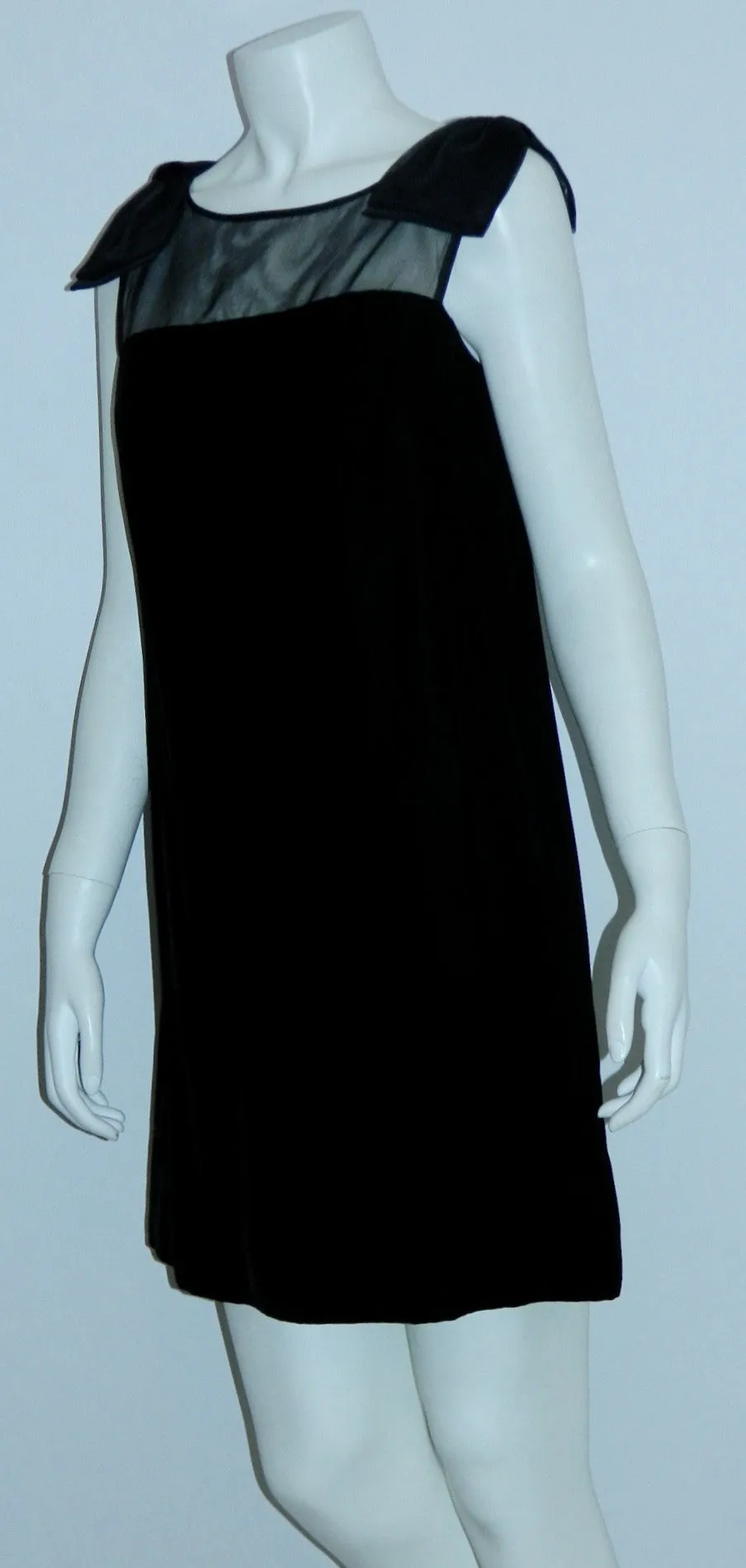 MOD mini dress vintage 1960s black velvet micro mini XS