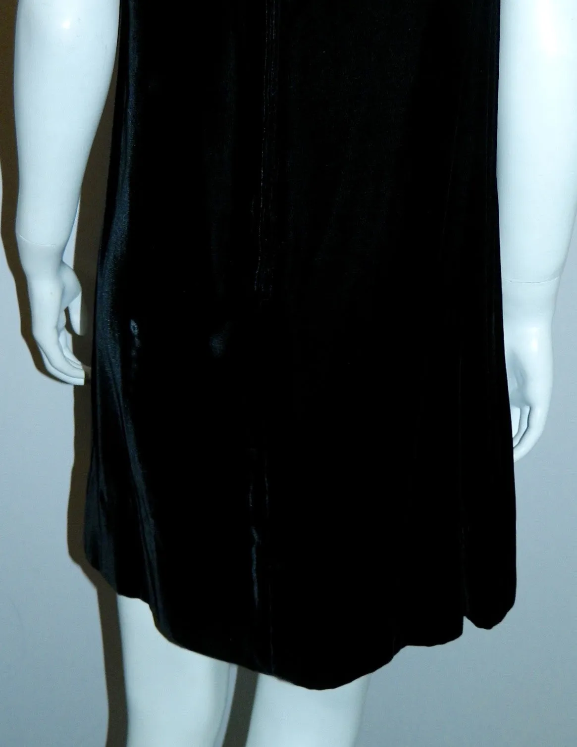 MOD mini dress vintage 1960s black velvet micro mini XS