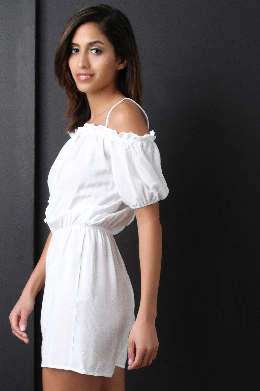 Off-The-Shoulder Linen Romper