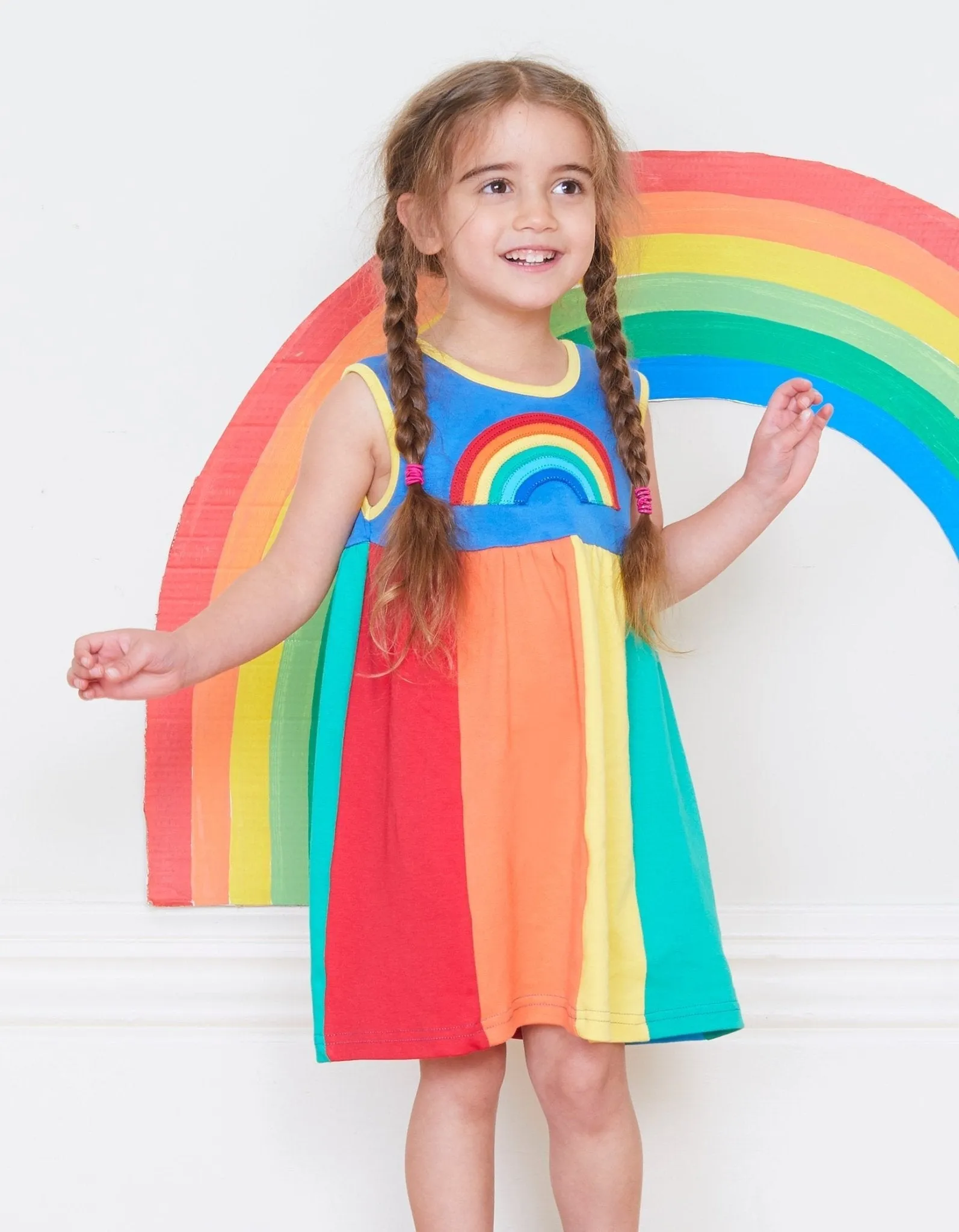 Organic Multi Stripe Pinafore Dress