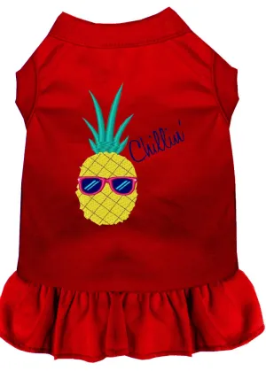 Pineapple Chillin Embroidered Dog Dress Red Xxxl (20)