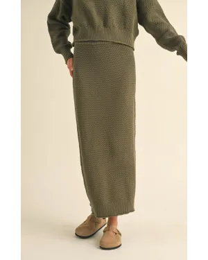 Rhett Waffle Sweater Skirt Olive