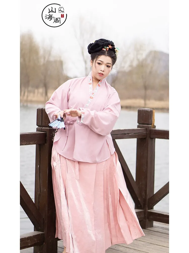 Shancha Hua 山茶花 Camellia Wreath Early Ming Plus Size Embroidered Jiaoling Yuanling Ao Shirt