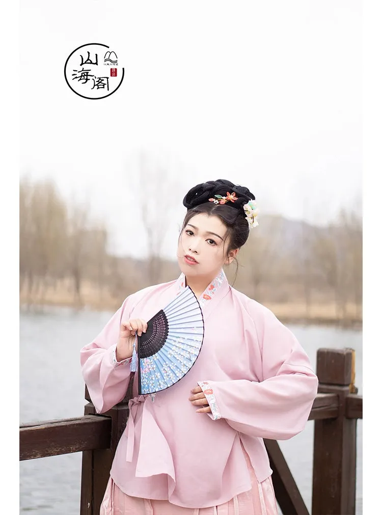 Shancha Hua 山茶花 Camellia Wreath Early Ming Plus Size Embroidered Jiaoling Yuanling Ao Shirt