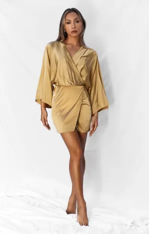 THE SILK KIMONO DRESS - GOLD