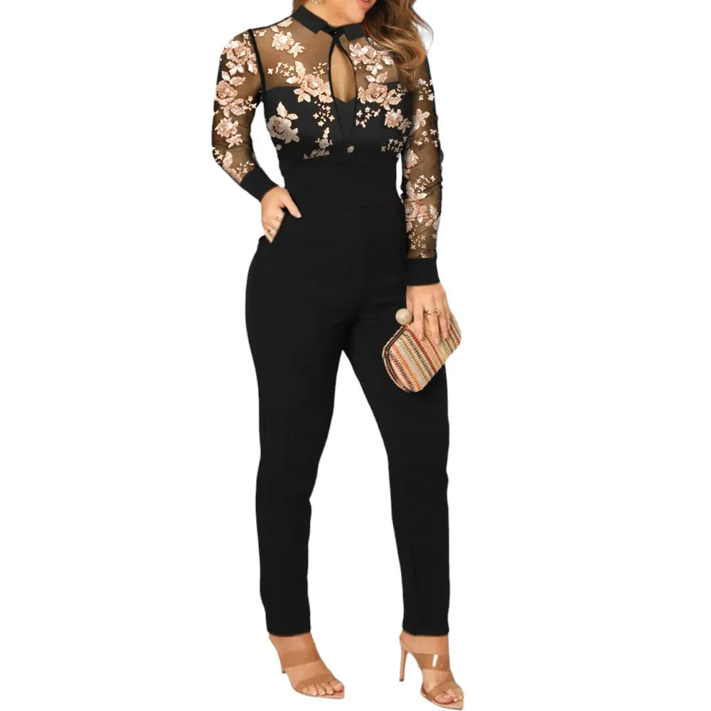 Twilight Floral Sequined Jumpsuit