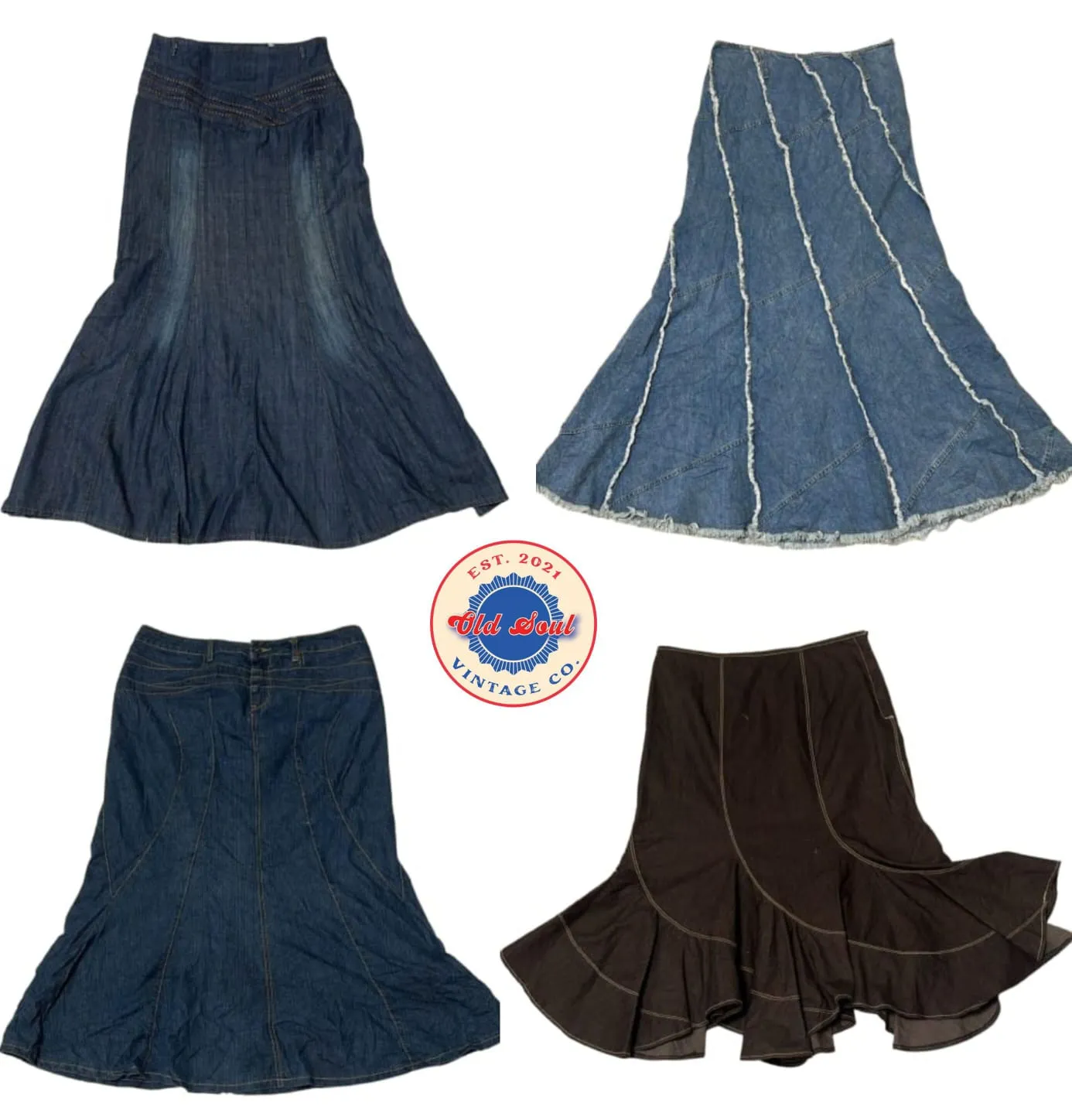 Y2K Unique Denim Long Skirt